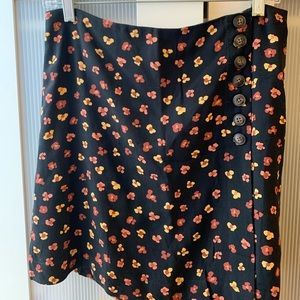 Madewell side button mini skirt feline floral